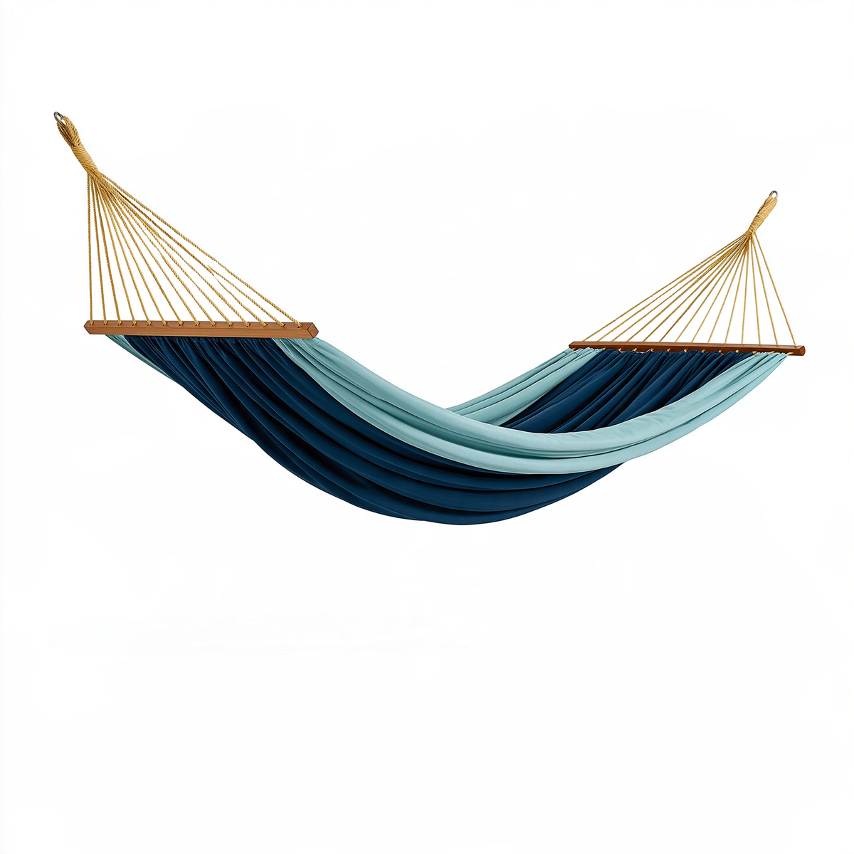 Amaca da giardino 300 x 140 cm in tessuto blu navy e azzurro con barre in legno