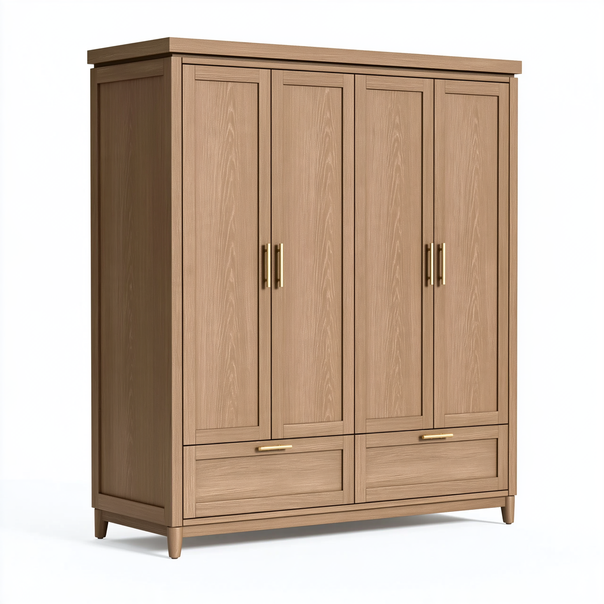 Armadio guardaroba 160 x 55 x 200 cm effetto legno rovere con 4 ante 2 cassetti stile classico