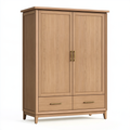 Armadio 120 x 60 x 200 cm in legno marrone chiaro con 2 ante e 2 cassetti - stile classico