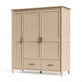 Armadio guardaroba 150x60x200 cm in legno rovere chiaro con 3 ante e 2 cassetti stile classico