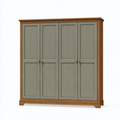 Armadio 200 x 60 x 220 cm in legno grigio e marrone a 4 ante stile classico
