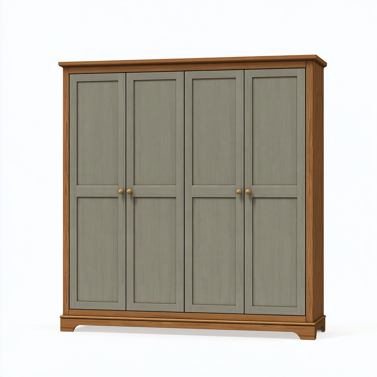 Armadio 200 x 60 x 220 cm in legno grigio e marrone a 4 ante stile classico