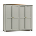 Armadio guardaroba 200 x 60 x 200 cm in legno grigio con quattro ante stile classico