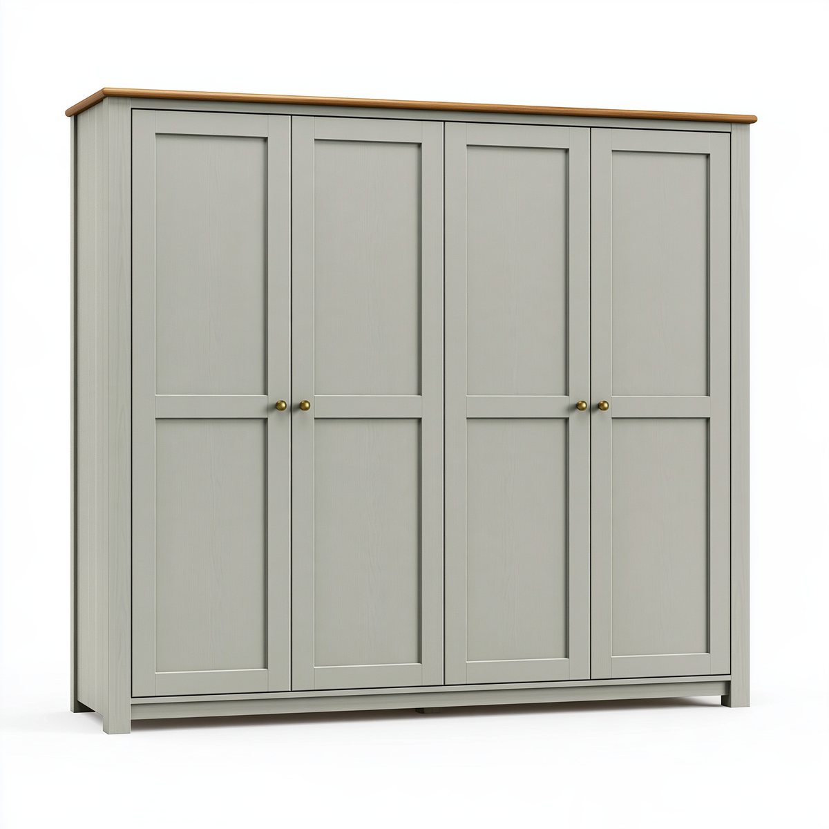 Armadio guardaroba 200 x 60 x 200 cm in legno grigio con quattro ante stile classico
