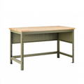 Banco da lavoro 120 x 60 x 90 cm in acciaio e legno naturale verde oliva con pannello forato