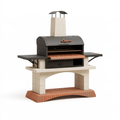 Barbecue da giardino 160 x 80 x 220 cm in metallo nero e muratura con griglia e ripiani laterali