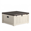 Cassapanca contenitore da esterno 120 x 60 x 65 cm in plastica bianco/marrone con coperchio a doghe