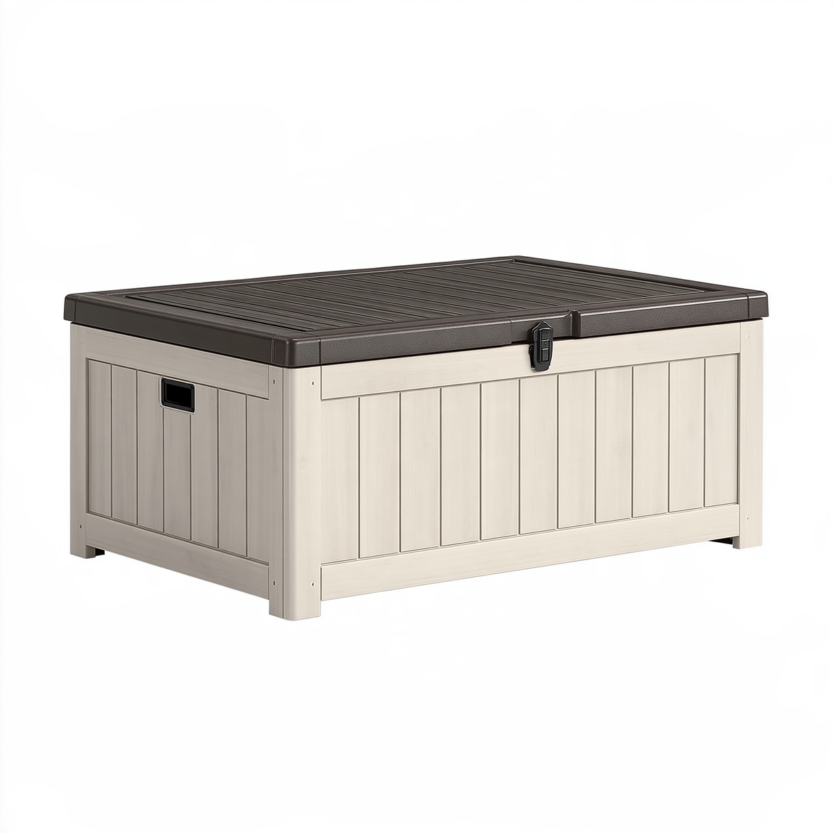 Cassapanca da esterno 120 x 65 x 63 cm in resina beige e marrone con coperchio