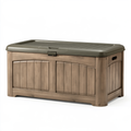 Baule contenitore da esterno 120 x 60 x 60 cm in plastica marrone e grigio con coperchio