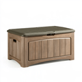 Cassapanca da esterno 120x60x63 cm in polipropilene tortora effetto legno con coperchio