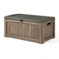 Cassapanca contenitore da esterno 120 x 55 x 60 cm in resina marrone e grigio con coperchio