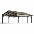 Tettoia per auto 600 x 300 x 270 cm in acciaio nero e grigio - copertura da esterno a doppia falda