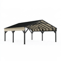 Tettoia autoportante 600 x 300 x 270 cm in acciaio nero e beige per esterni