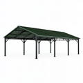 Tettoia per auto 600 x 300 x 270 cm in acciaio verde con copertura inclinata